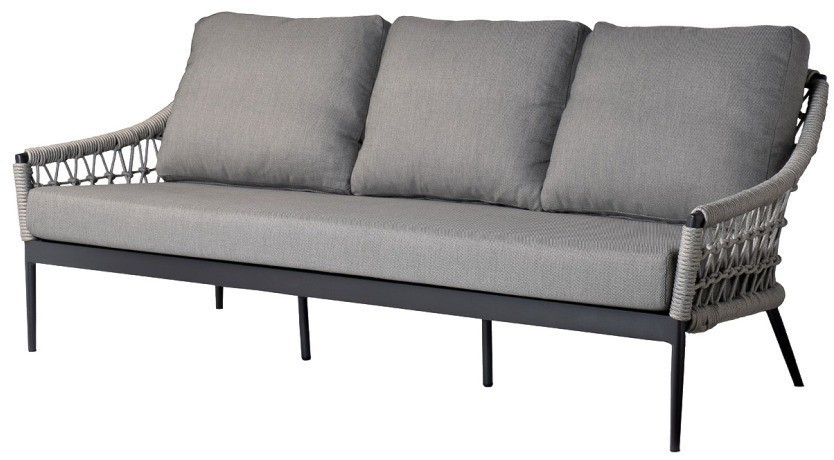 Диван темно-серый трехместный "Марра" 204*81,5*83см, оплетка"сеть" (TT-00013258)