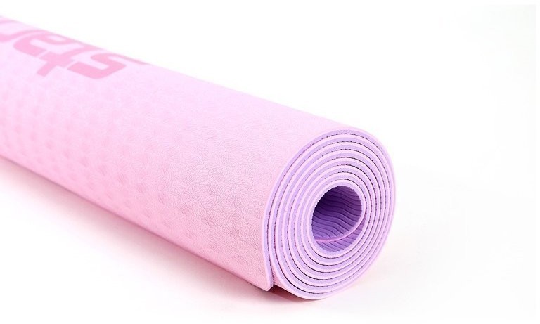 Коврик для йоги и фитнеса FM-201, TPE, 173x61x0,4 см, розовый пастель/фиолетовый пастель (1005327)