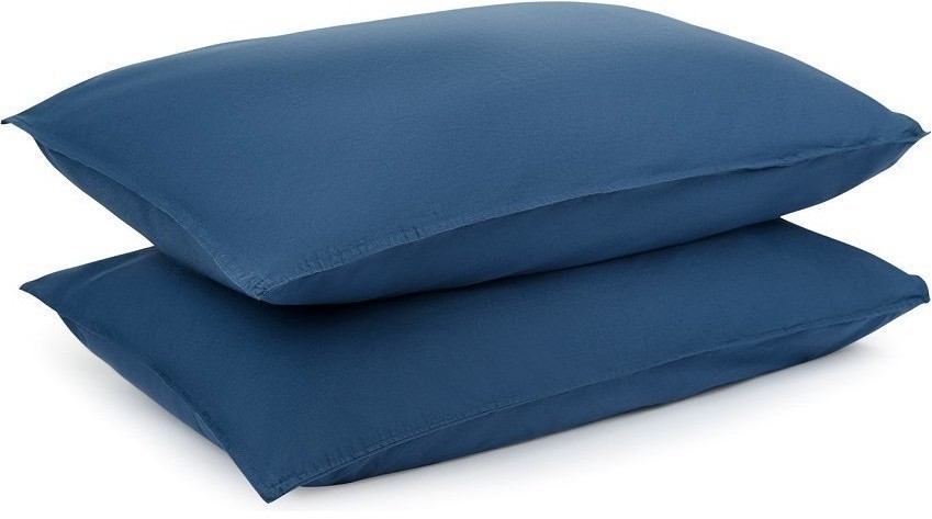 Комплект постельного белья двуспальный темно-синего цвета из органического стираного хлопка из коллекции essential (69373)