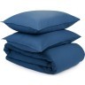 Комплект постельного белья двуспальный темно-синего цвета из органического стираного хлопка из коллекции essential (69373)