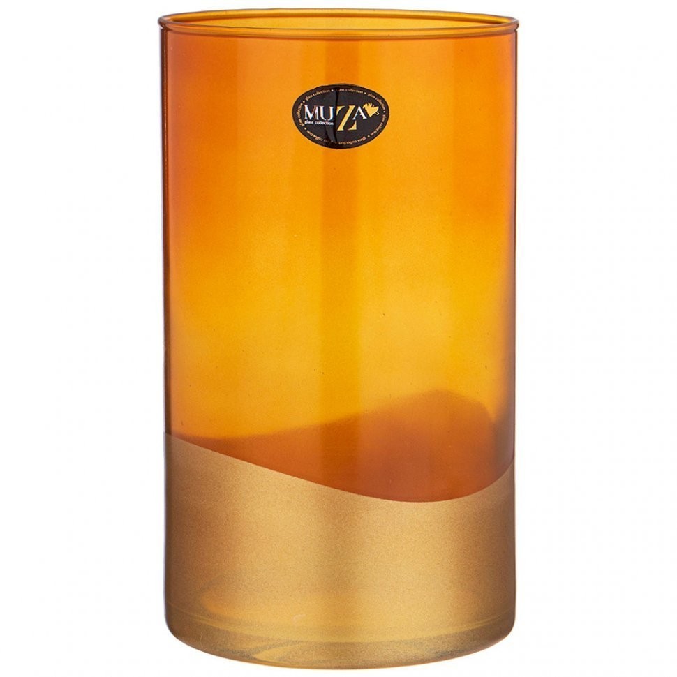 Ваза " modern cylinder" amber/gold 25см Muza (380-910)