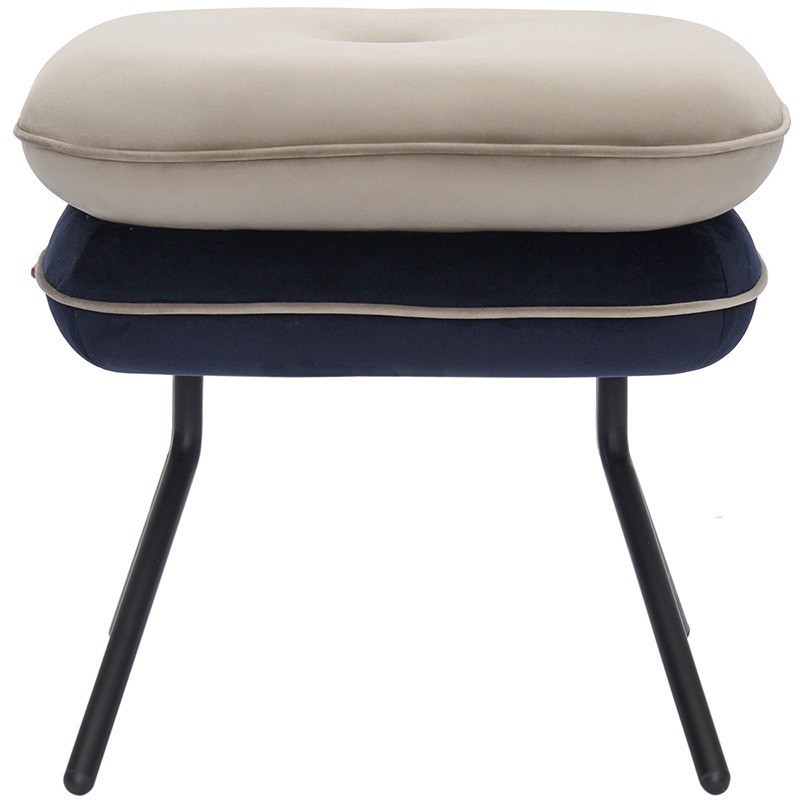 Пуф pea, велюр, бежевый/темно-синий (76130)