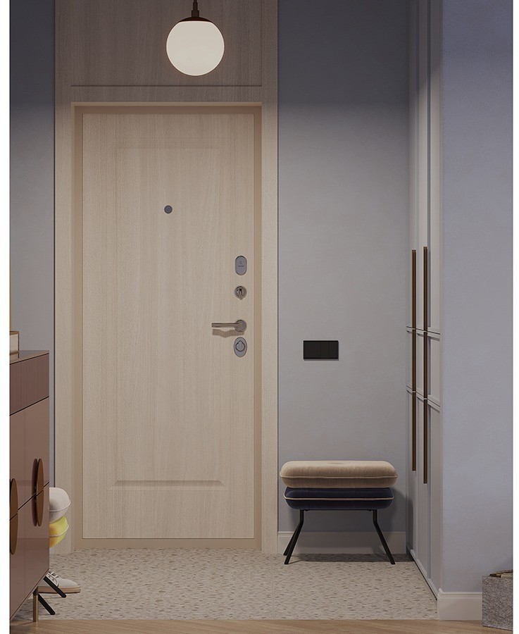 Пуф pea, велюр, бежевый/темно-синий (76130)