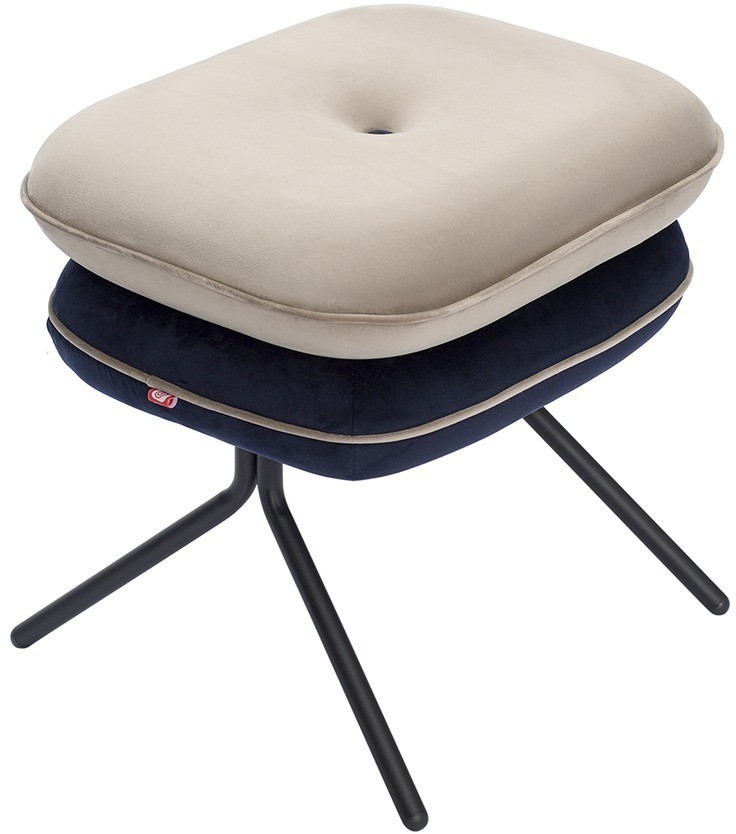 Пуф pea, велюр, бежевый/темно-синий (76130)