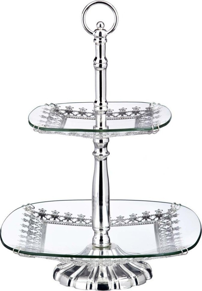 Конфетница 2-х ярусная 30*30/21*21 см. высота=42 см. Lefard (258-254)