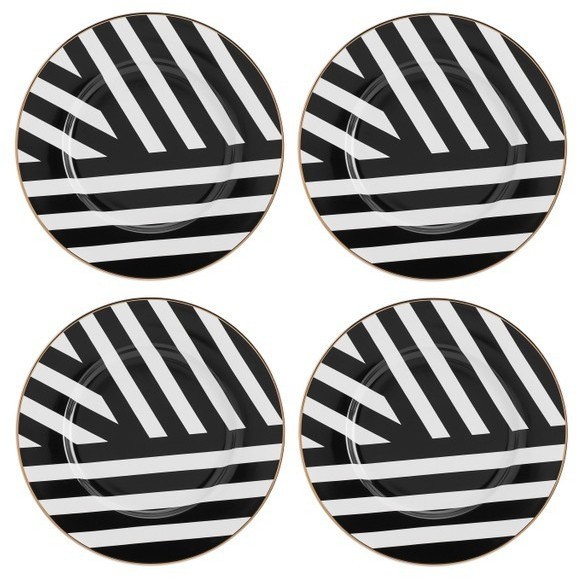 Набор фарфоровых тарелок Mikasa Luxe Deco с геометрическим принтом 21 см MKLDSPLATEPK4