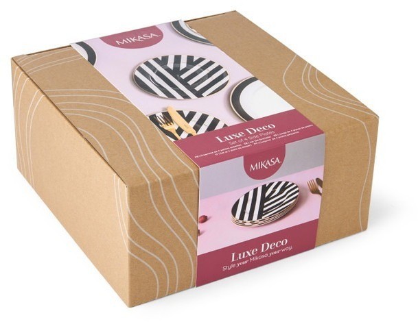 Набор фарфоровых тарелок Mikasa Luxe Deco с геометрическим принтом 21 см MKLDSPLATEPK4