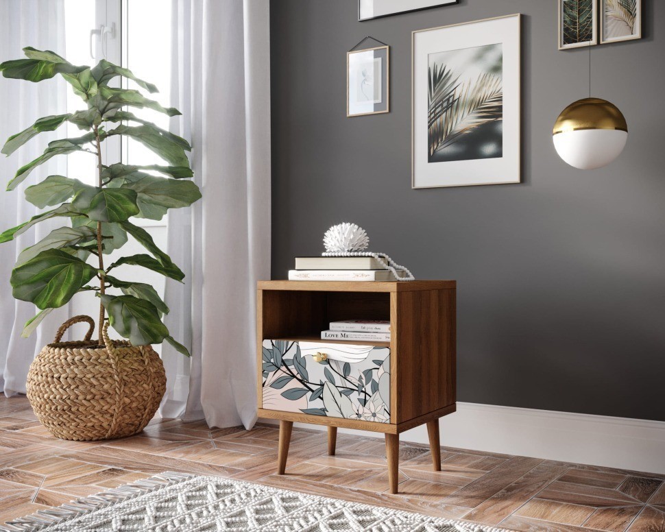 Тумбочка Berber с одним ящиком 50 принт арт BB06/Print_50-ET