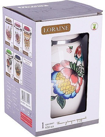 Банка для сыпучих продуктов 930 мл Летний букет LORAINE (30791)