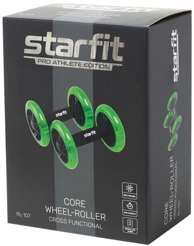 Ролики для пресса раздельные STARFIT RL-107, черный/ярко-зеленый (1121617)