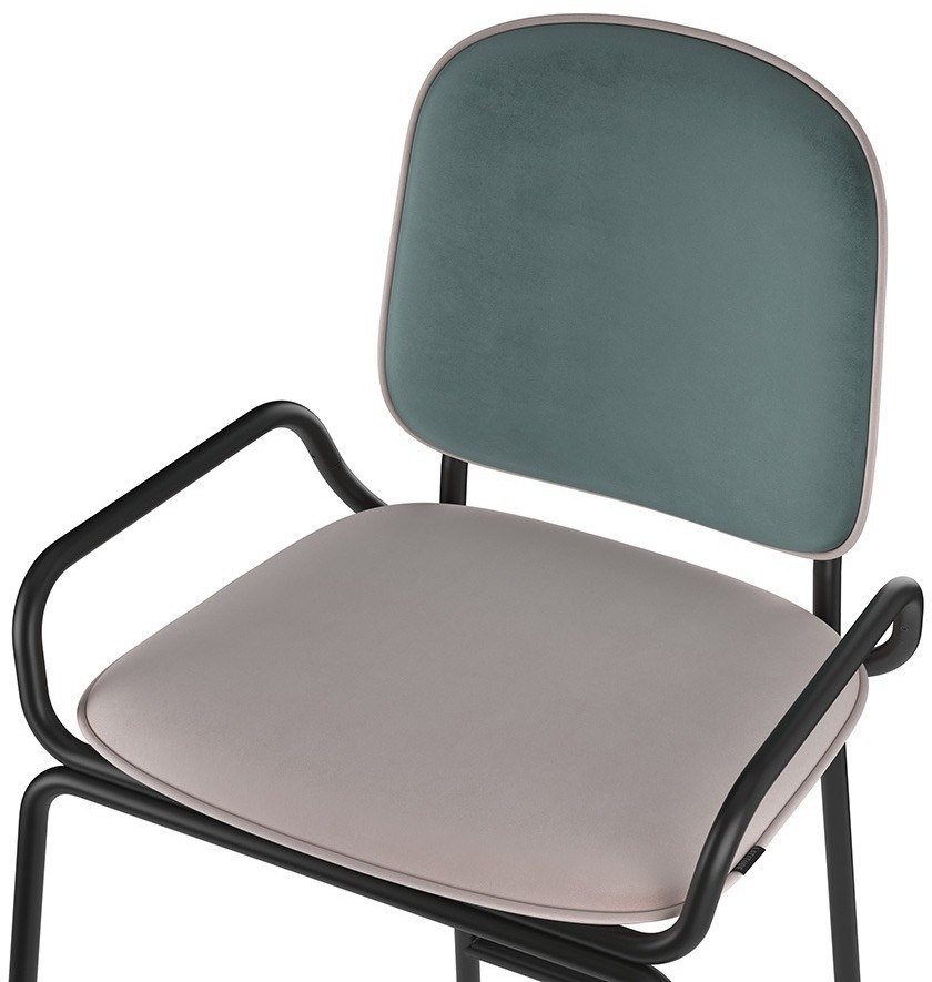 Стул полубарный ror, 2 frame, велюр, черный/зеленый/розовый (75300)