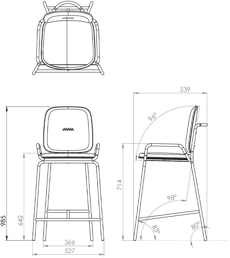 Стул полубарный ror, 2 frame, велюр, черный/зеленый/розовый (75300)