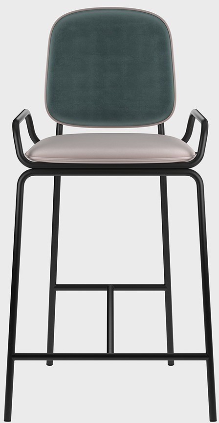 Стул полубарный ror, 2 frame, велюр, черный/зеленый/розовый (75300)