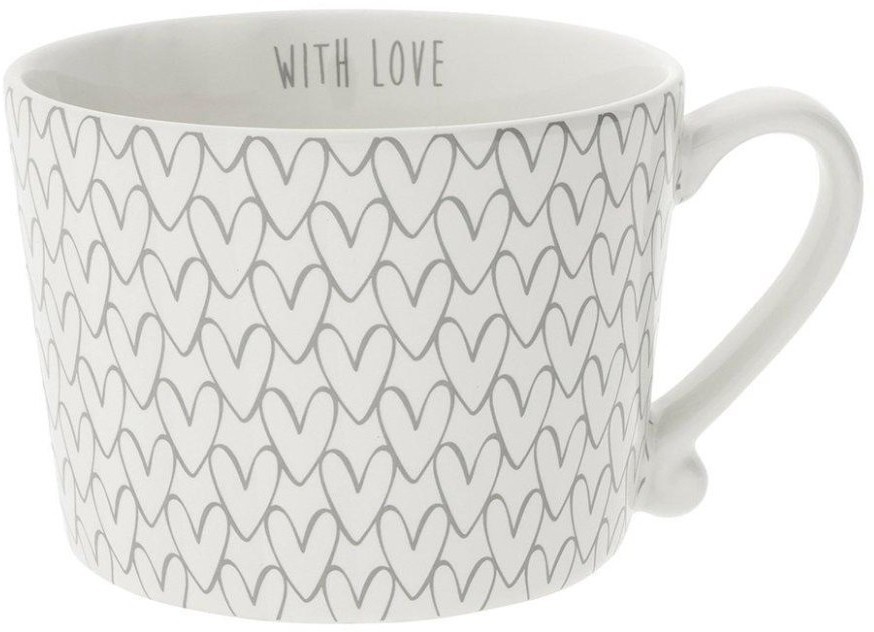 Bastion Collections Кружка White Нeart Pattern Grey RJ/CUP 015 GR
