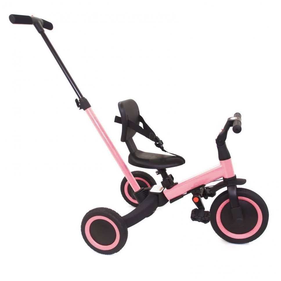 Детский беговел-велосипед 4в1 с родительской ручкой, розовый (TR007-PINK)