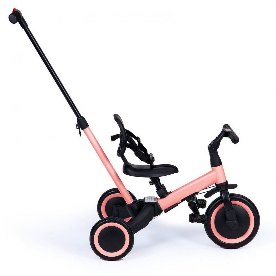 Детский беговел-велосипед 4в1 с родительской ручкой, розовый (TR007-PINK)