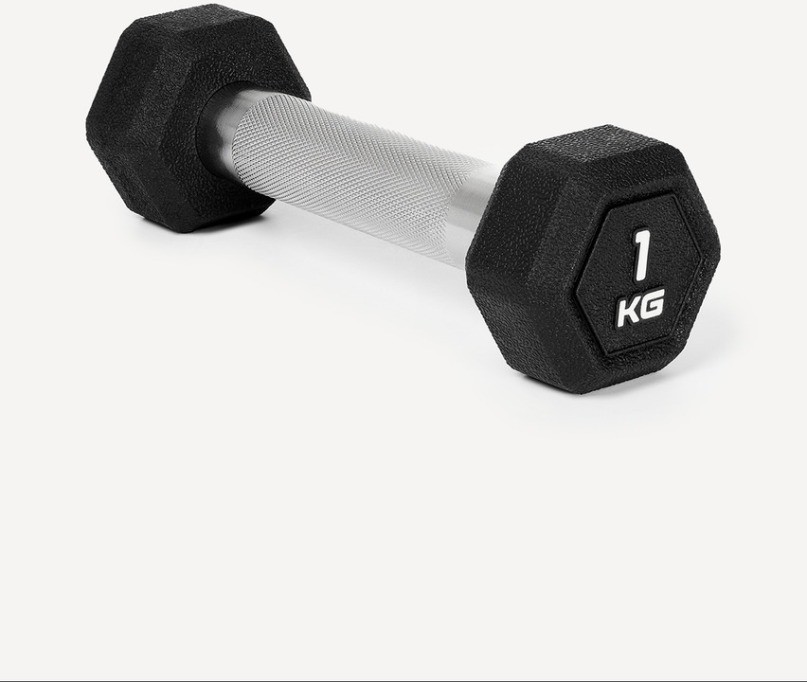 Гантель гексагональная STARFIT DB-301PRO 1 кг, обрезиненная, черный (2115105)