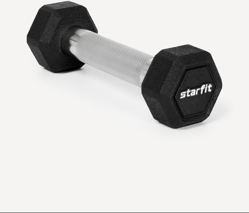 Гантель гексагональная STARFIT DB-301PRO 1 кг, обрезиненная, черный (2115105)