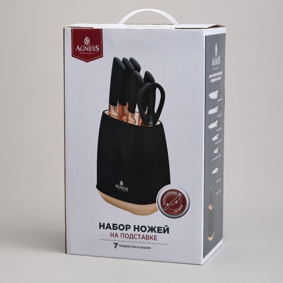 Набор ножей agness  на пластиковой подставке, 7 предметов (911-784)