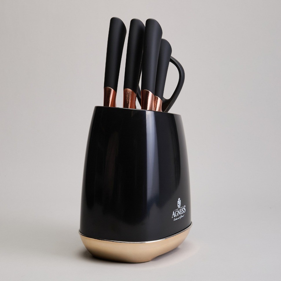 Набор ножей agness  на пластиковой подставке, 7 предметов (911-784)