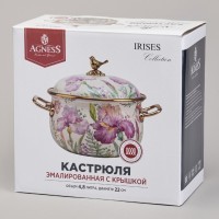 Кастрюля agness эмалированная с крышкой, серия фландрия, 4,8л, диа.22см (950-594)
