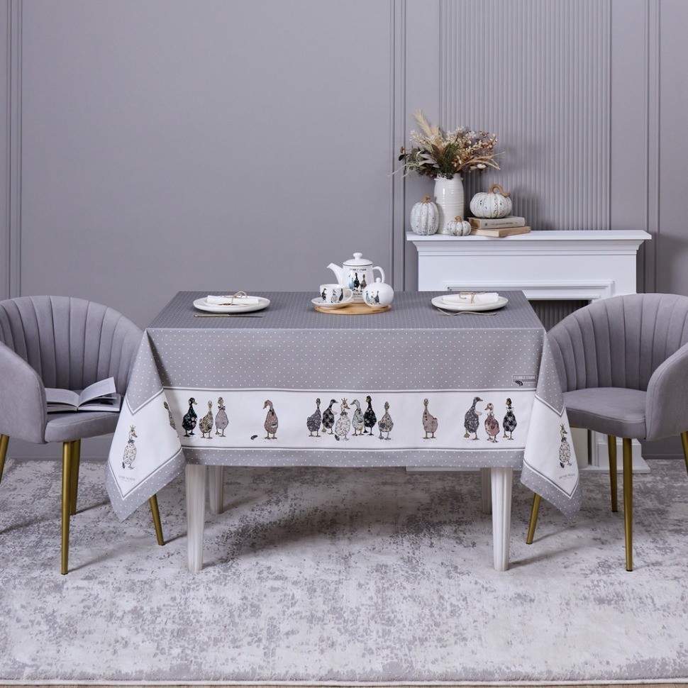 Скатерть "family farm" 160х220см , 100% хлопок, серый, твил, пропитка Lefard (850-750-21)