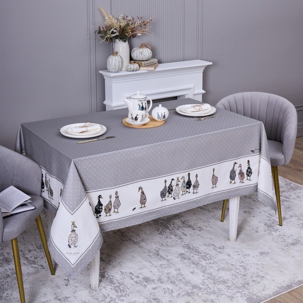 Скатерть "family farm" 160х220см , 100% хлопок, серый, твил, пропитка Lefard (850-750-21)