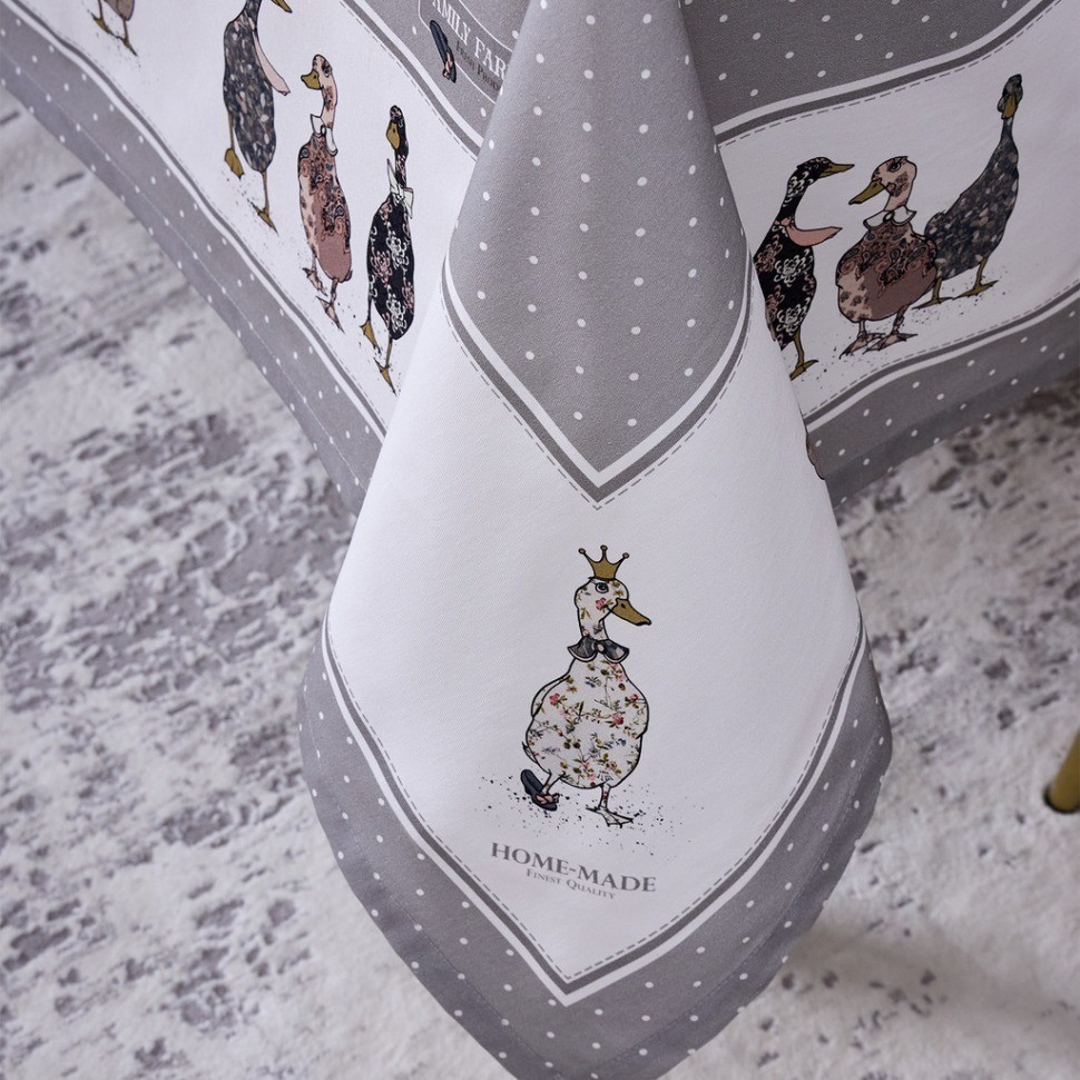 Скатерть "family farm" 160х220см , 100% хлопок, серый, твил, пропитка Lefard (850-750-21)