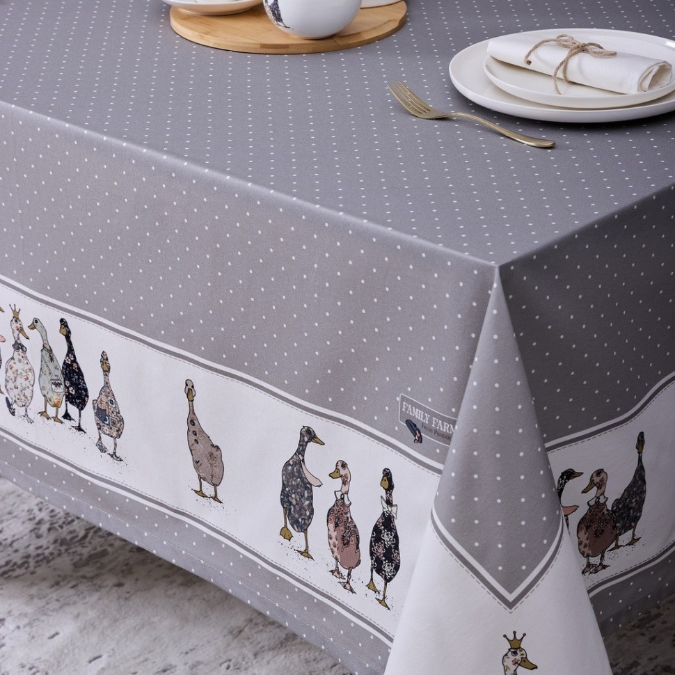 Скатерть "family farm" 160х220см , 100% хлопок, серый, твил, пропитка Lefard (850-750-21)