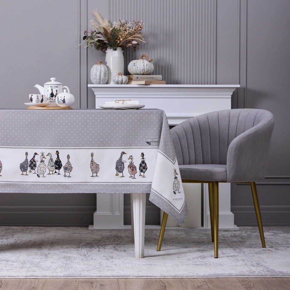 Скатерть "family farm" 160х220см , 100% хлопок, серый, твил, пропитка Lefard (850-750-21)