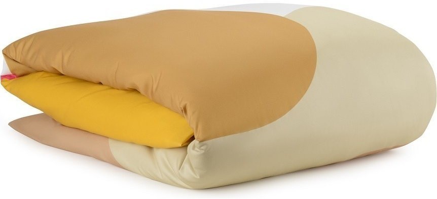 Комплект постельного белья полутораспальный из сатина горчичного цвета с авторским принтом из коллекции freak fruit (70518)