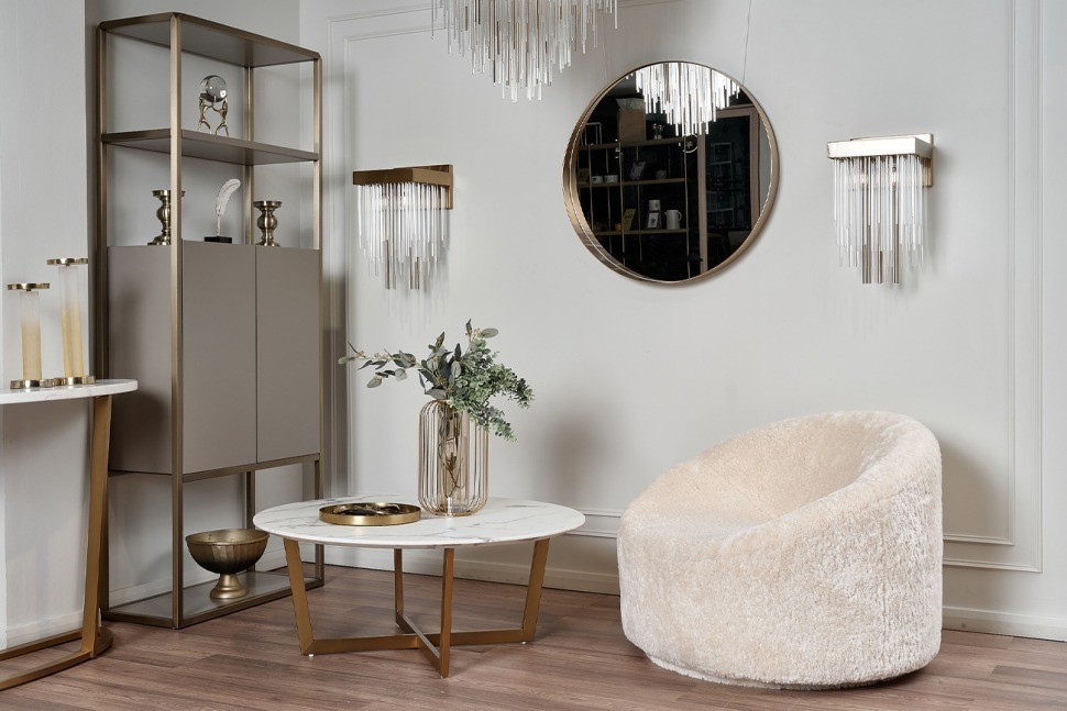 Зеркало в металл. объемной  раме золото d80*10 см (TT-00006016)