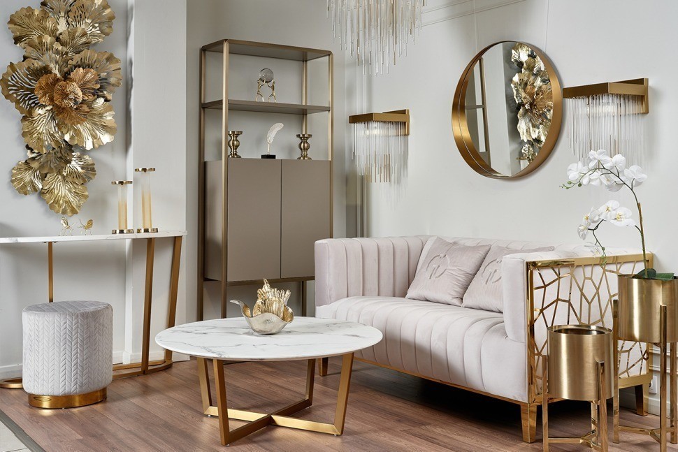 Зеркало в металл. объемной  раме золото d80*10 см (TT-00006016)