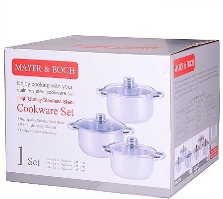 Набор кастрюль из нержавеющей стали с крышками MAYER BOCH (25753)