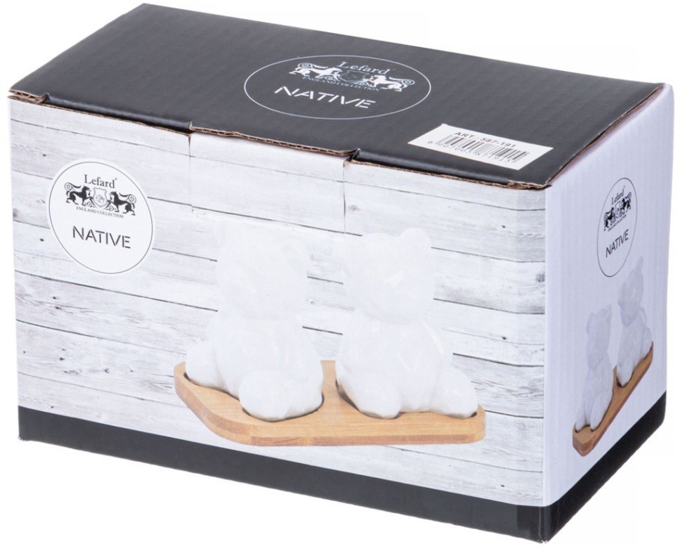 Набор для специй lefard "native" 2 пр. в форме медвежат на дерев. подставке (587-191)