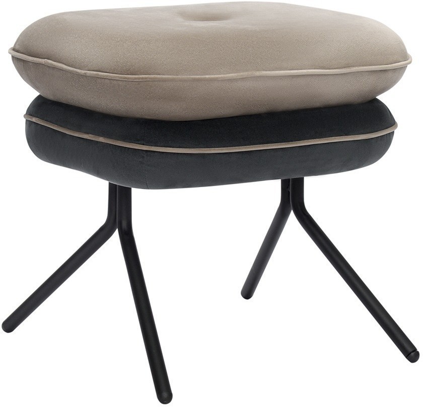 Пуф pea, велюр, бежевый/темно-серый (76129)