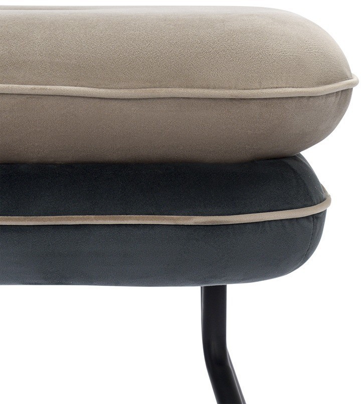 Пуф pea, велюр, бежевый/темно-серый (76129)