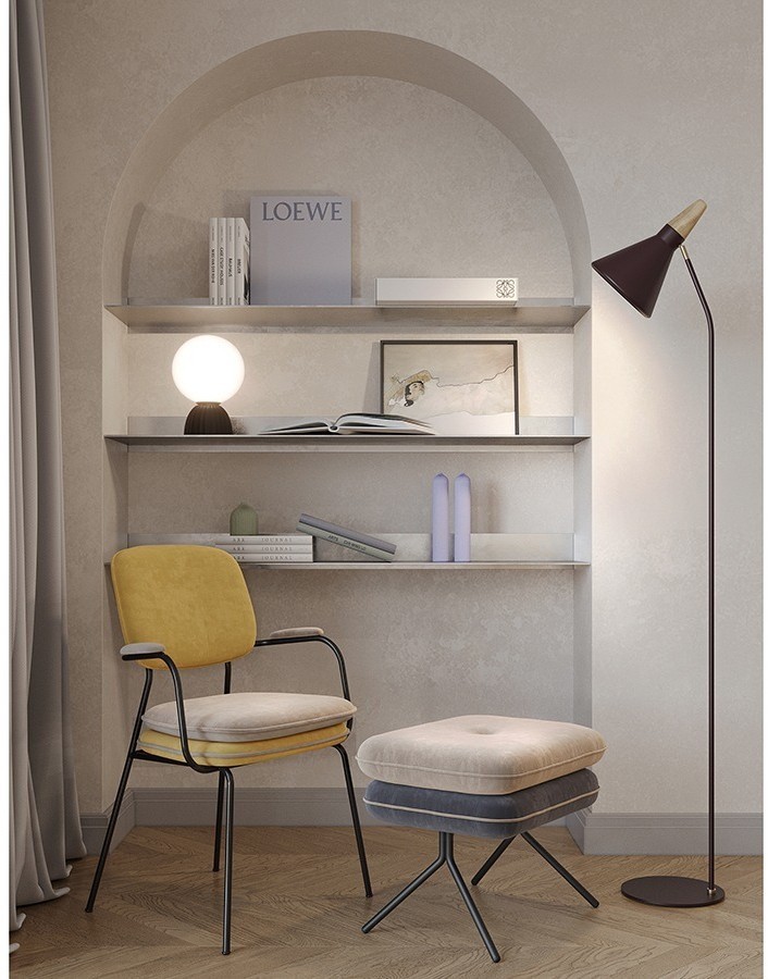 Пуф pea, велюр, бежевый/темно-серый (76129)