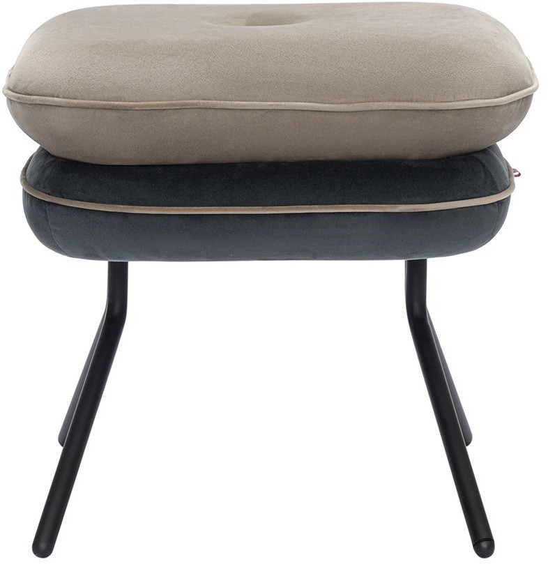 Пуф pea, велюр, бежевый/темно-серый (76129)