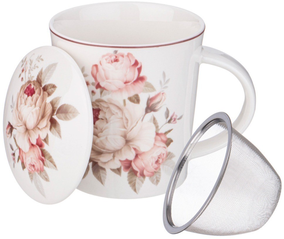 Кружка заварочная lefard мэрибель с металл. ситом и фарфор. крышкой 320 мл (87-287)