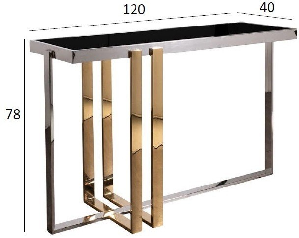 Консоль черн.стекло/хром+золото 120*40*78см (TT-00010390)