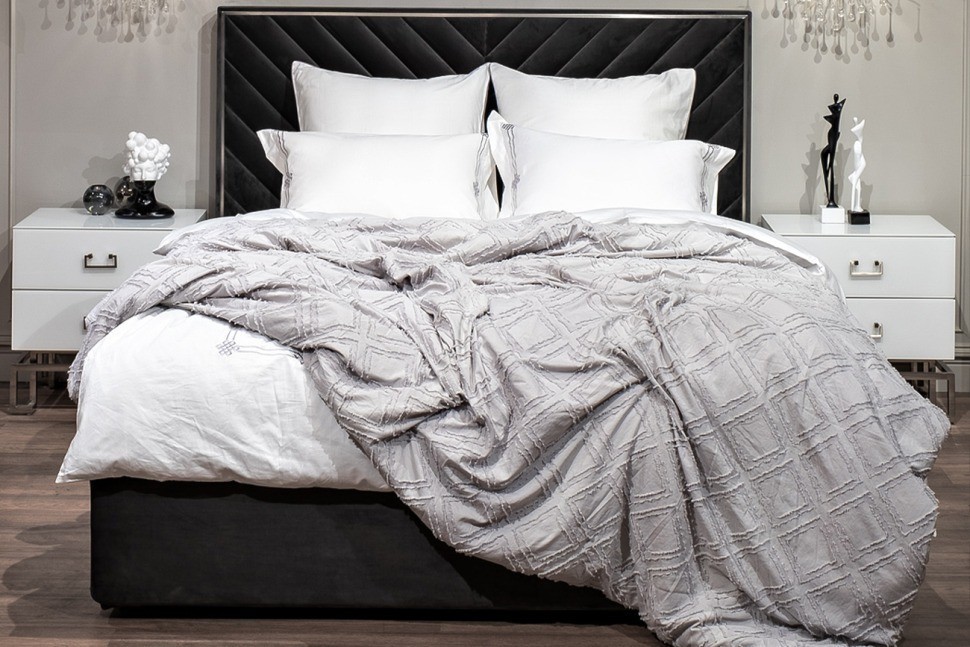 Покрывало Квадро серое 180*230 (TT-00013975)