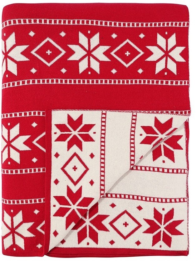 Плед из хлопка с новогодним рисунком frostwork из коллекции new year essential, 130x180 см (79342)
