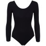 Купальник гимнастический AA-1421, с длинным рукавом, хлопок, черный (36-42) (596361)