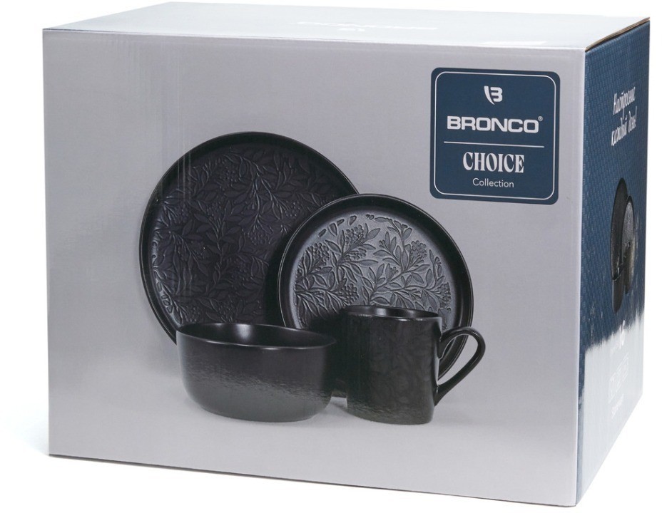 Набор посуды обеденный bronco "choice black" на 4 пер. 16 пр. (191-364)