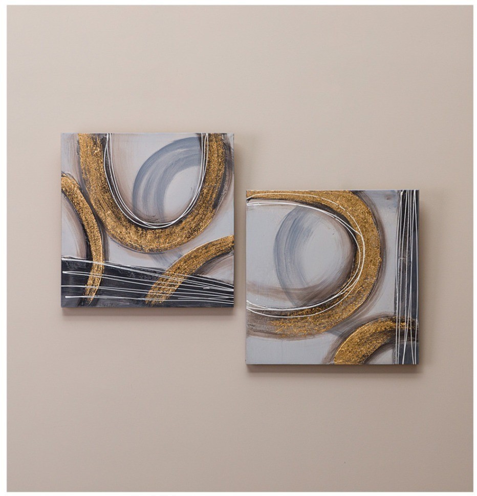 Комплект из 2-х картин "золотая абстракция" 40х40*2,5 см (каждая) Bronco (534-206)