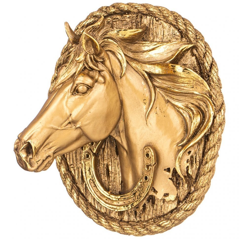 Панно "голова лошади"  н-26см,d-24cм цвет: бронза с позолотой Lefard (169-847)