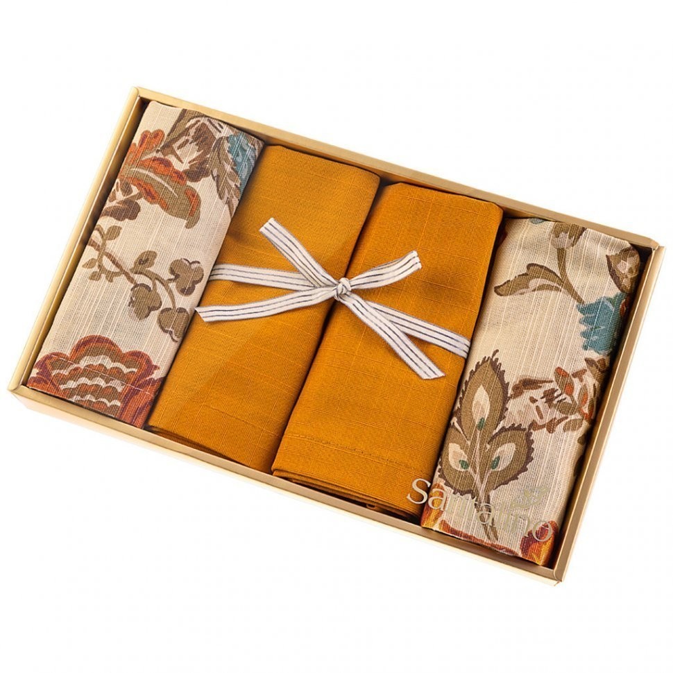 Набор салфеток из 4-х шт "маракеш" ,40х40см, 100% хлопок, кремовый+горчица SANTALINO (850-835-64)