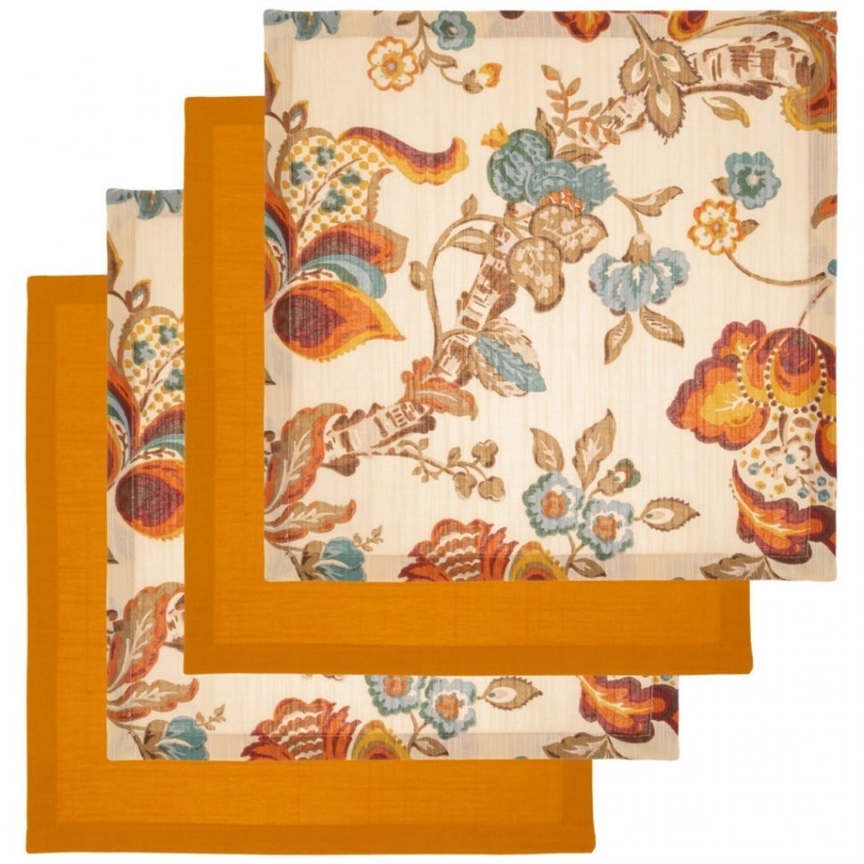 Набор салфеток из 4-х шт "маракеш" ,40х40см, 100% хлопок, кремовый+горчица SANTALINO (850-835-64)