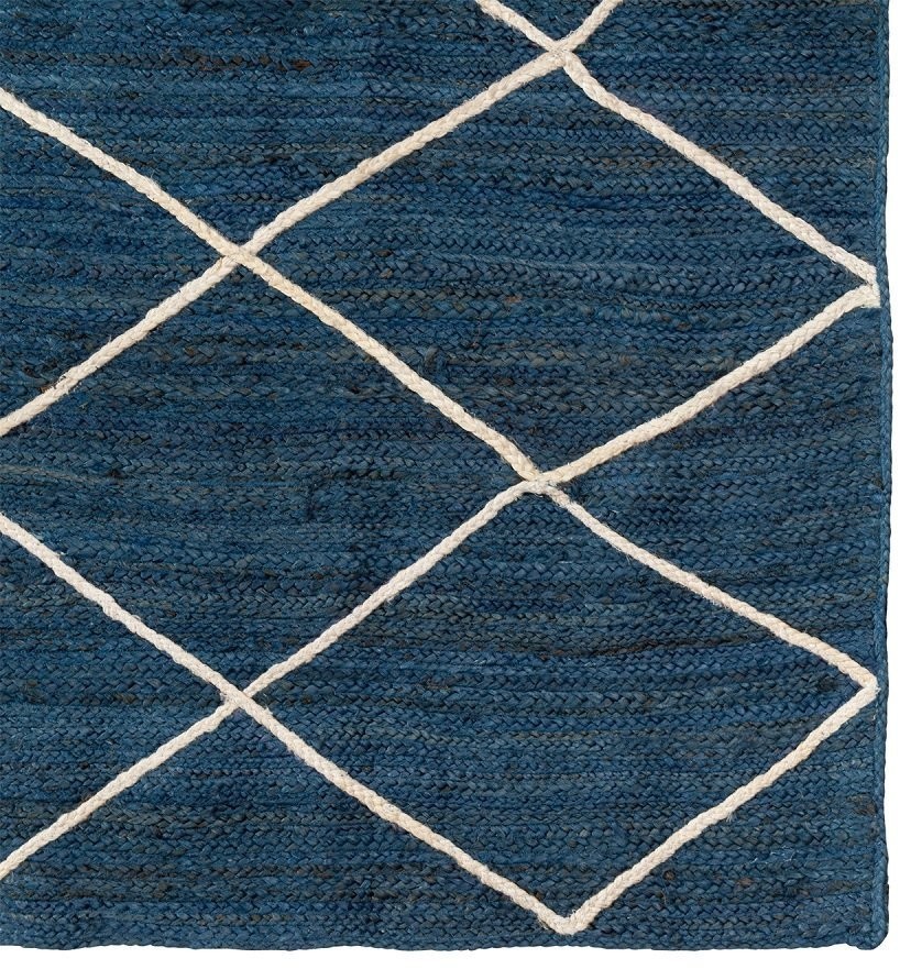 Ковер из джута темно-синего цвета с геометрическим рисунком из коллекции ethnic, 200x300 см (73337)